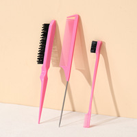Vente en gros de 3 peignes de coiffure de haute qualité ensemble brosse à cheveux en nylon multicolore brosse à cheveux de contrôle des bords peigne à queue de souris