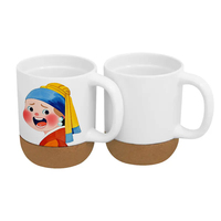 M R.R Sublimation blancs en gros 13oz Sublimation tasse avec base en bois anti-dérapant tasse à café avec base en liège LOGO personnalisé