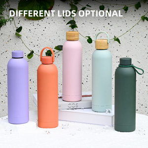 กระติกน้ำสแตนเลสสตีลเก็บความเย็น750มล. สำหรับใส่กลางแจ้งขวดสุญญากาศกันรั่วสีชมพูออกแบบโลโก้ได้ตามต้องการ - Product Image 4