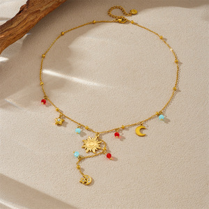 Stylish Star Moon Sun Pendant Stainless Steel Y Chain Necklace Gift Jewelry - Product Image 3