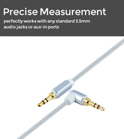 Câble audio haute fidélité 3,5 mm mâle-mâle à angle droit de 90 degrés, plaqué or, tressé en PVC, pour ordinateur et enceintes