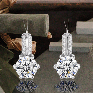 ต่างหูเพชรคิวบิกเซอร์โคเนียสำหรับงานหมั้น งานแต่งงาน และวันครบรอบ ชุบเงินแท้ 925 - Product Image 3