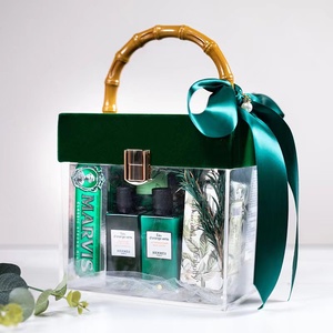 Boîte à main en <span class=keywords><strong>vinyle</strong></span> transparente avec poignée en bambou pour cosmétiques, sac cadeau en acrylique - Product Image 2