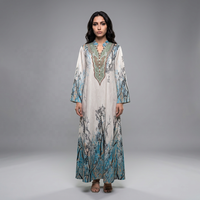 Robe longue ample et élégante en jacquard turc imprimé, respirante, style vintage, à manches longues, pour soirée musulmane, Abaya de fête 2026