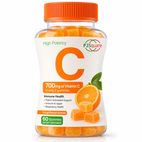 Vitamine C pour adultes en gommes 700 mg, 60 pièces, vente en gros |   Complément alimentaire au collagène saveur orange pour soutenir l'immunité et la densité osseuse