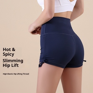 Pantalones Cortos Deportivos <span class=keywords><strong>de</strong></span> Cintura Alta con Cordón Ajustable, Efecto Reductor <span class=keywords><strong>de</strong></span> Abdomen, para Mujer, para Correr, Fitness, Pilates, Yoga - Product Image 2