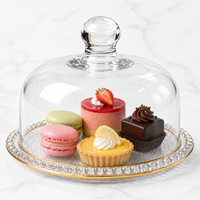 Dôme à gâteau élégant en verre carré avec plateau de service, cloche à dessert transparente pour gâteaux, cupcakes et présentation de fête, compatible congélateur