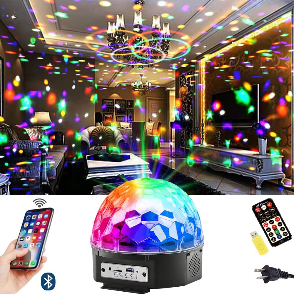 TSINYE LED Music Crystal Magic Ball Light Bluetooth Disco DJ Stage Light With Remote Control Wireless Phone Connection Bluetooth