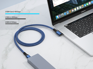 สายเคเบิล USB4 Type C แบบมุมฉาก 40Gbps 100W PD รองรับการชาร์จเร็ว ใช้งานร่<span class=keywords><strong>ว</strong></span>มกับ <span class=keywords><strong>Thunder</strong></span> 4 ได้ สายถ่ายโอนข้อมูลความเร็วสูง - Product Image 4
