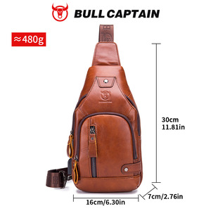 กระเป๋าคาดอกและสะพายไหล่หนังแท้ BULLCAPTAIN สำหรับผู้ชาย ดีไซน์สปอร์ตแฟชั่น พร้อมพอร์ตชาร์จ USB ปิดด้วยซิป เหมาะสำหรับใช้ในชีวิตประจำวัน - Product Image 6