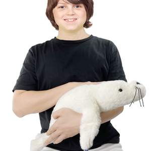 Peluche Antistress Ricamato Grigio a Forma di Foca, Super Morbido, Imbottito in Cotone PP, Tessuto in Poliestere, Regalo di Compleanno - Vendita Calda - Product Image 5