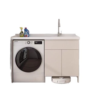 Wan Yusen Washing Machine Cabinet With Sink Integrated Laundry Unit <b>Artificial</b> <b>Stone</b> Countertop Rectangle Smooth Surface - Product Image 4