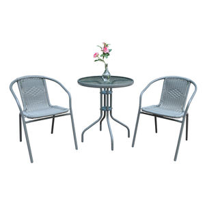 आँगन आउटडोर उद्यान रतन फर्नीचर खाने की मेज और कुर्सी बालकनी सेट - Product Image 5