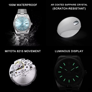 CADISEN Nouvelle montre mécanique automatique pour homme en acier inoxydable de luxe avec luminescence C3, verre saphir antireflet, étanche 100M, complète - Product Image 6