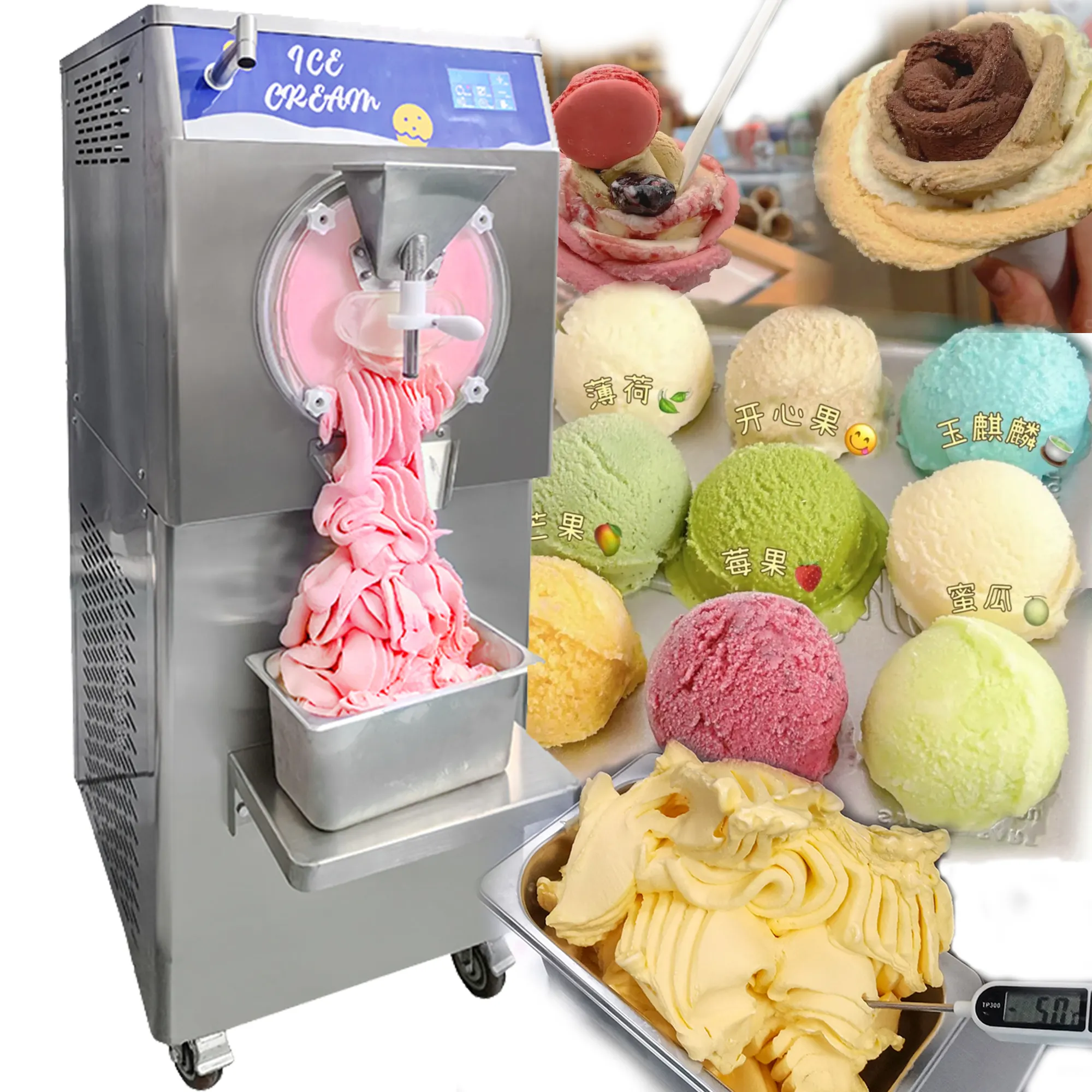 Mvckyi mesin es keras 100L/H 5 fungsi, pembuat es krim otomatis penuh Freezer Batch truk Makanan Cepat komersial