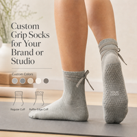 Chaussettes de yoga antidérapantes en coton pour femmes, logo personnalisé, chaussettes de fitness, de danse et de Pilates, chaussettes professionnelles à grip intérieur, couleurs personnalisées