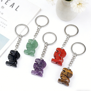 Llavero con Colgante de Caballo Pequeño y Lindo de Cristal de Ágata de <span class=keywords><strong>Jade</strong></span> Natural con Anillo de Aleación para Coche, Bolso, Llaves, Adorno Colgante, Decoración, Regalo - Product Image 3