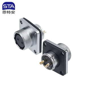 Connecteur industriel WS16, fiche aviation carrée en zinc, plaqué or, cuivre, 2, 3, 4, 5, 7, 9, 10 broches, avec gaine en PVC - Product Image 2