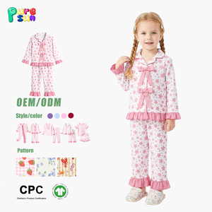 Puresun Set <span class=keywords><strong>Pigiama</strong></span> per Bambini Personalizzato con Volant, 100% Cotone Organico, Stampa Stelle, <span class=keywords><strong>Pigiama</strong></span> <span class=keywords><strong>Estivo</strong></span> per Bambine - Product Image 2