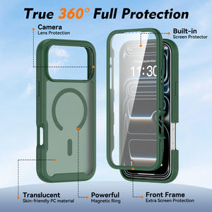 बिल्ट-इन स्क्रीन प्रोटेक्टर एंटी-स्क्रैच के साथ iphone 17 प्रो मैक्स के लिए मामला, 360 डिग्री फुल बॉडी बॉडी (ब्लैक) आईफ़ोन कोक - Product Image 4