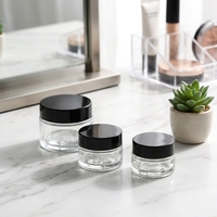 Pot en verre transparent de forme ronde de 3 ml, 5 ml, 7 ml, 9 ml avec couvercle résistant aux enfants, à l'épreuve des enfants