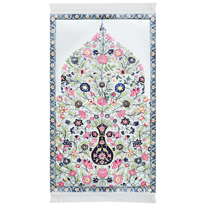 Tapis de prière (+ perles de prière Tasbih) islamique Namaz brillant Motif oriental Tapis