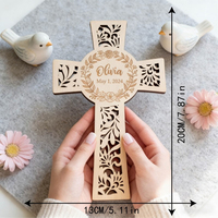 Croix personnalisée avec nom et date, vente en gros d'usine, décoration religieuse chrétienne, artisanat fait main, cadeau