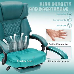 Teal Blue Massage <strong>Office</strong> <strong>Chair</strong> with Foot Rest 6 Points Vibration and Heat Home <strong>Office</strong> Desk <strong>Chairs</strong> for Heavy People 400lbs <strong>Chair</strong> - Product Image 6