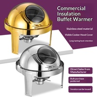 Réchaud de buffet transfrontalier en acier inoxydable or/argent, électrique/gaz, avec couvercle entièrement rabattable, pour le petit-déjeuner et l'hôtellerie