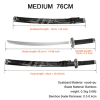 Ensemble de 3 pièces personnalisable OEM, katana en bois décoratif avec motif de dragon, épée en bois jouet, épée de samouraï pour la vente en gros