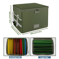 Boîte de rangement imperméable à grande capacité verte avec poignée, boîte de classement ignifuge pliable A4