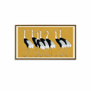 Elegant Japanese Crane Wall Art Panel Print Zen Inspired Art Deco Design Clear <b>Framed</b> Hanging Decor - Product Image 2