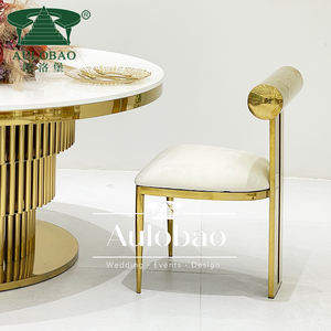 Chaises de salle à manger de luxe en acier inoxydable doré royal pour événements - Product Image 4