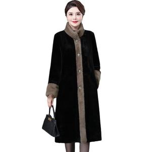 Vêtements d'hiver avec manteau en fourrure de vison épais, style long, manteau pour femme pour les personnes d'âge <span class=keywords><strong>moyen</strong></span> et âgées - Product Image 5