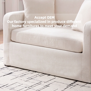 Poltrona Moderna in Ciniglia con Schienale Trapuntato e Gambe in Legno, <span class=keywords><strong>Due</strong></span> Cuscini Decorativi per Soggiorno, Ufficio e Salotto - Product Image 2