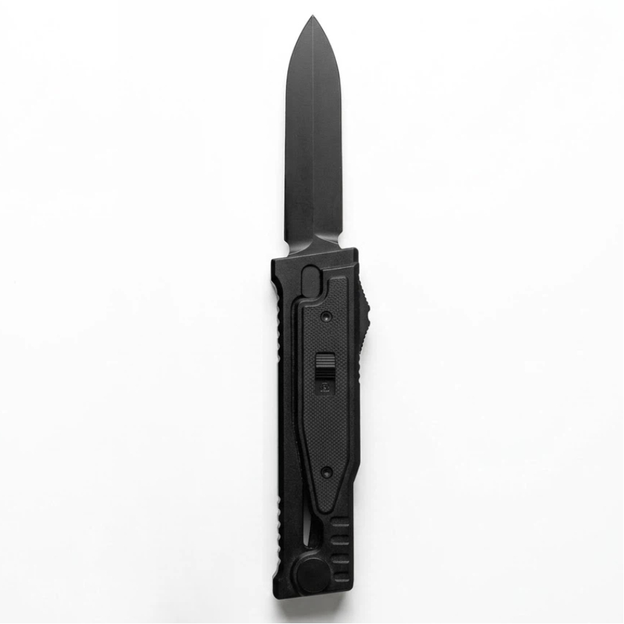 Black handle, black blade, double-edged