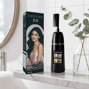 Tinte de Cabello Herbal Negro Intenso OEM con Cepillo Aplicador, Cobertura Instantánea de Canas - Product Image 1