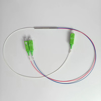 Singlemode PLC G.657.A.1 1x2 Modul Mini Pembagi Serat Optik 0.9mm Konektor Serat SC/APC Kaset Aluminium Penggunaan FTTX