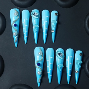 Uñas acrílicas artesanales de alta gama al por mayor, uñas postizas de cobertura completa en forma de lágrima, diseño 3D, personalizables, de alta calidad. - Product Image 2