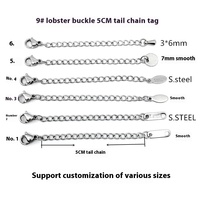 Fermoir homard doré 5CM queue chaîne en acier inoxydable goutte d'eau étiquette pour bracelet à bricoler soi-même collier Extension fabrication de bijoux