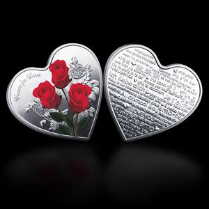Médailles commémoratives en métal en forme de cœur, plaquées argent, personnalisables, pour la Saint-Valentin, cadeaux souvenirs, vente en gros - Product Image 3