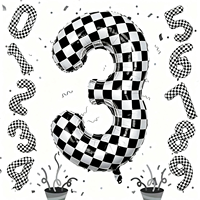 Ballons en feuille de Mylar numérotés à carreaux noirs et blancs de 40 pouces pour décorations de fête d'anniversaire