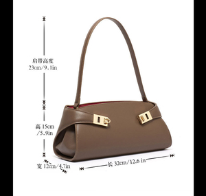 Sac fourre-tout pour femme en cuir véritable avec logo personnalisé, fermeture élégante à fermoir, couleur unie, design tendance, sac à bandoulière de luxe pour femmes - Product Image 4