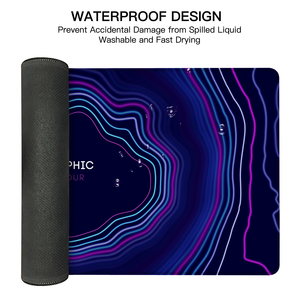 Grand <span class=keywords><strong>tapis</strong></span> de bureau de jeu topographique imperméable antidérapant de 80x30 cm avec effet néon pour joueur PC, configuration clavier <span class=keywords><strong>souris</strong></span> Vaporwave en stock - Product Image 3