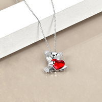 Bijoux animaux Offre Spéciale femmes cristal coeur en argent sterling 925 avec collier pendentif ours