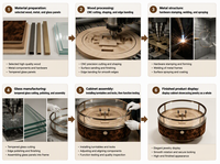 Îlot de présentation de bijoux circulaire de luxe sur mesure, vitrine ronde pour montres en bois de burl avec éclairage LED et armoire de rangement