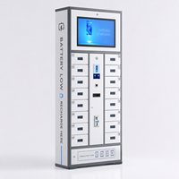 Casier de recharge pour téléphones intelligents à 18 compartiments, assemblé, durable, avec grand écran, recharge sans fil, paiement multi-mode, fixation murale commerciale