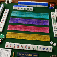 Poussoir de tuiles de mahjong en acrylique de luxe, design en forme d'éventail, finition magnétique transparente à paillettes, tailles 17,5" et 20", portable pour les jeux
