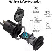 Chargeur de voiture super rapide 45W avec voltmètre numérique double USB-C PD et QC3.0 Ports interrupteur marche/arrêt pour bateau automobile 12V/24V