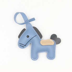 PU Leather Pony Keychain Classic Horse Bag Accessories With White Stitching Key <b>Charms</b> Leather Bag <b>Charms</b> - Product Image 3
